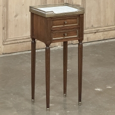 Antique French Directoire Mahogany End Table with Carrara Marble