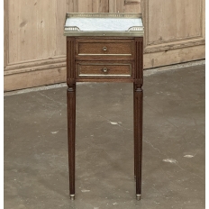 Antique French Directoire Mahogany End Table with Carrara Marble