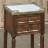 Antique French Directoire Mahogany End Table with Carrara Marble