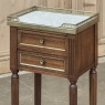 Antique French Directoire Mahogany End Table with Carrara Marble