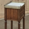 Antique French Directoire Mahogany End Table with Carrara Marble