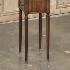 Antique French Directoire Mahogany End Table with Carrara Marble