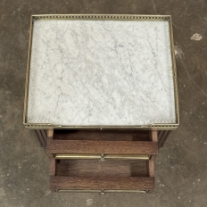 Antique French Directoire Mahogany End Table with Carrara Marble