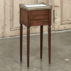 Antique French Directoire Mahogany End Table with Carrara Marble