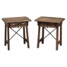 Pair Rustic Spanish End Tables with Wrought Iron