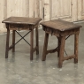 Pair Rustic Spanish End Tables with Wrought Iron