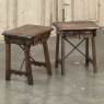 Pair Rustic Spanish End Tables with Wrought Iron