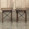 Pair Rustic Spanish End Tables with Wrought Iron