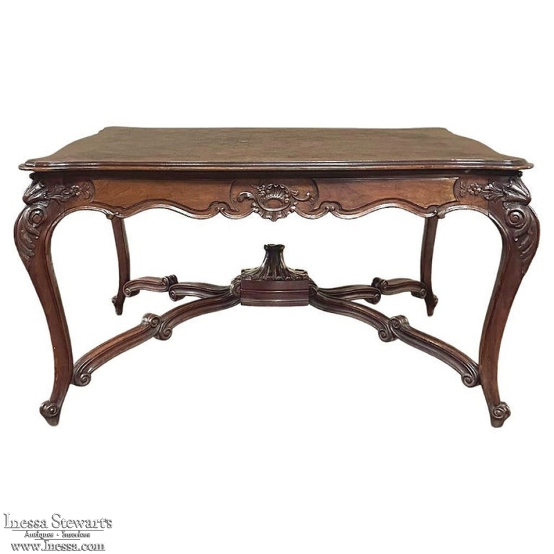 Antique French Louis XV Parquet Walnut Library Table ~ Center Table