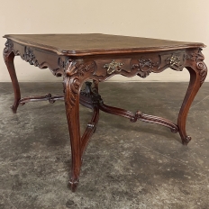 Antique French Louis XV Parquet Walnut Library Table ~ Center Table