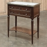 Antique French Directoire Mahogany End Table with Carrara Marble