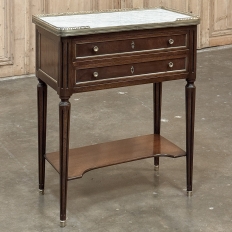 Antique French Directoire Mahogany End Table with Carrara Marble