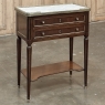 Antique French Directoire Mahogany End Table with Carrara Marble