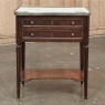 Antique French Directoire Mahogany End Table with Carrara Marble