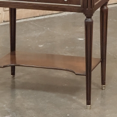 Antique French Directoire Mahogany End Table with Carrara Marble