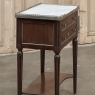Antique French Directoire Mahogany End Table with Carrara Marble