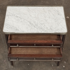 Antique French Directoire Mahogany End Table with Carrara Marble