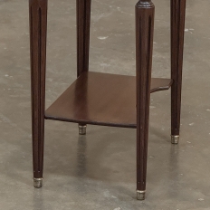 Antique French Directoire Mahogany End Table with Carrara Marble