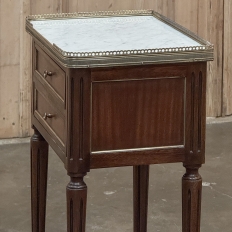 Antique French Directoire Mahogany End Table with Carrara Marble