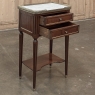 Antique French Directoire Mahogany End Table with Carrara Marble