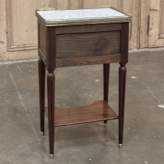 Antique French Directoire Mahogany End Table with Carrara Marble