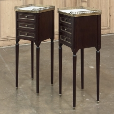 Antique French Directoire Mahogany End Table with Carrara Marble