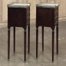 Antique French Directoire Mahogany End Table with Carrara Marble