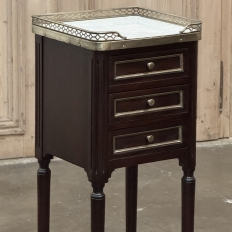 Antique French Directoire Mahogany End Table with Carrara Marble