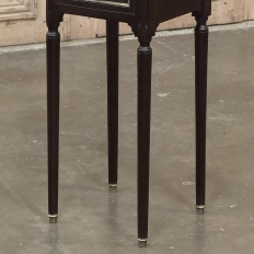 Antique French Directoire Mahogany End Table with Carrara Marble