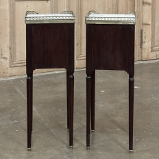 Antique French Directoire Mahogany End Table with Carrara Marble