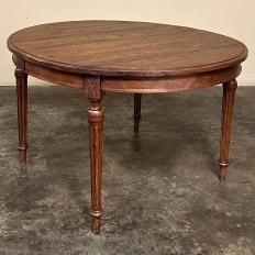 Antique French Louis XVI Oval Dining Table in Solid Oak