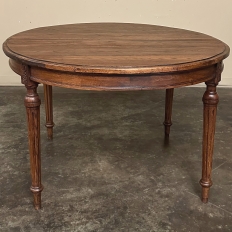Antique French Louis XVI Oval Dining Table in Solid Oak
