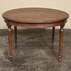 Antique French Louis XVI Oval Dining Table in Solid Oak