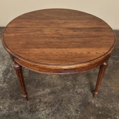 Antique French Louis XVI Oval Dining Table in Solid Oak