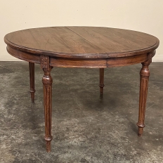 Antique French Louis XVI Oval Dining Table in Solid Oak