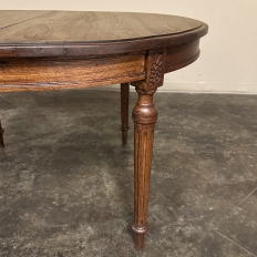 Antique French Louis XVI Oval Dining Table in Solid Oak
