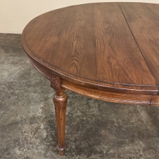 Antique French Louis XVI Oval Dining Table in Solid Oak