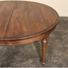 Antique French Louis XVI Oval Dining Table in Solid Oak