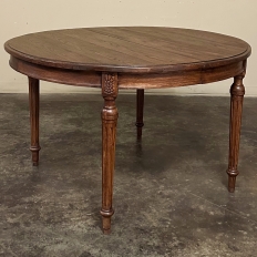 Antique French Louis XVI Oval Dining Table in Solid Oak