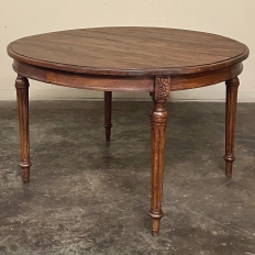 Antique French Louis XVI Oval Dining Table in Solid Oak