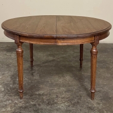 Antique French Louis XVI Oval Dining Table in Solid Oak