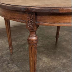 Antique French Louis XVI Oval Dining Table in Solid Oak
