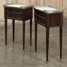 Antique French Directoire Neoclassical End Table with Carrara Marble