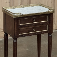 Antique French Directoire Neoclassical End Table with Carrara Marble