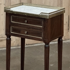 Antique French Directoire Neoclassical End Table with Carrara Marble