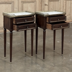 Antique French Directoire Neoclassical End Table with Carrara Marble