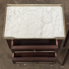 Antique French Directoire Neoclassical End Table with Carrara Marble