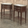 Pair Antique French Louis XVI Neoclassical End Tables with Carrara Marble