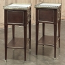 Pair Antique French Louis XVI Neoclassical End Tables with Carrara Marble