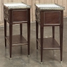 Pair Antique French Louis XVI Neoclassical End Tables with Carrara Marble